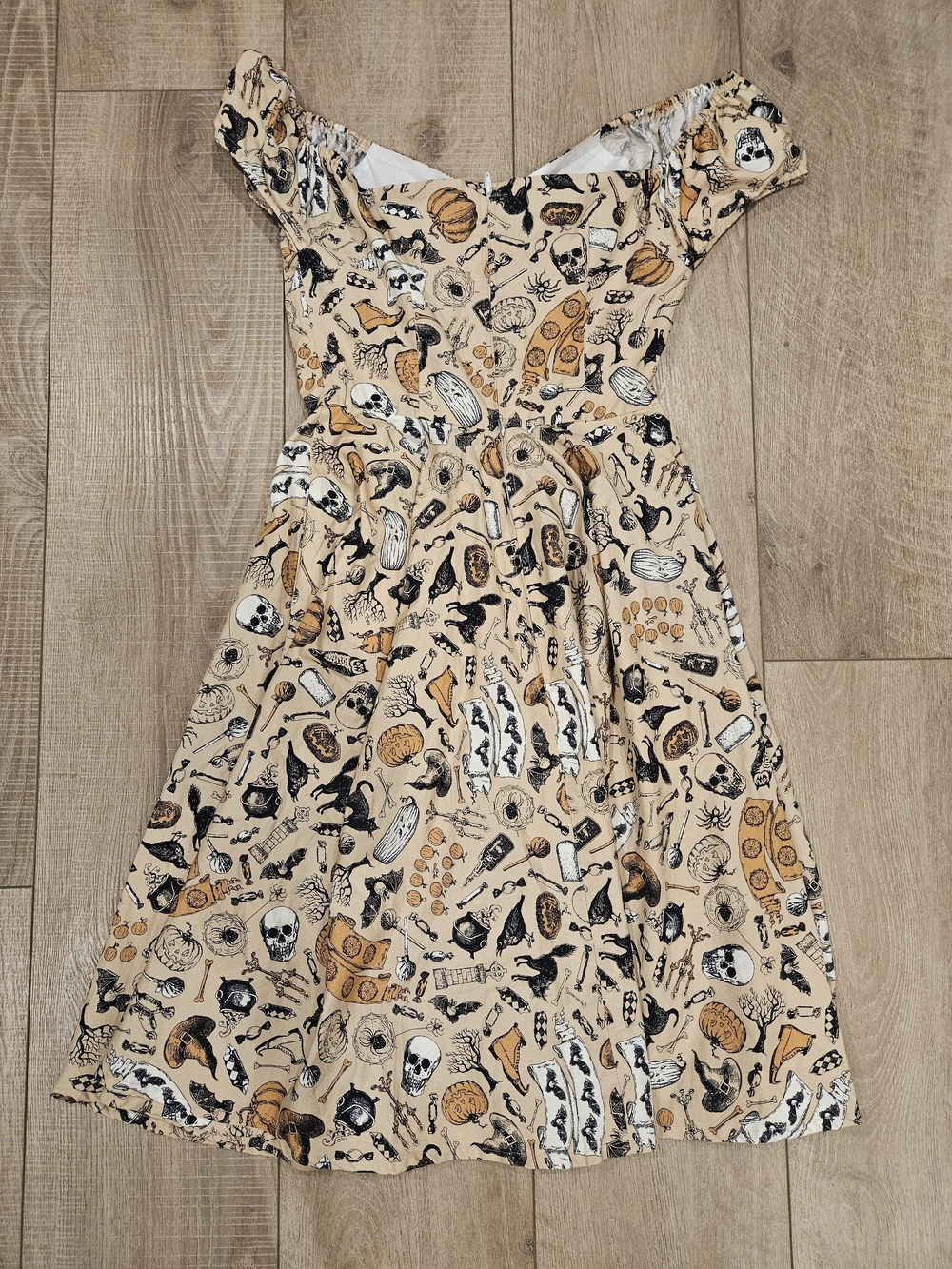 Halloween Witchy Gothic Cottagecore 100% Cotton Dress Cat Skull Pumpkin Print M - Picture 11 of 16